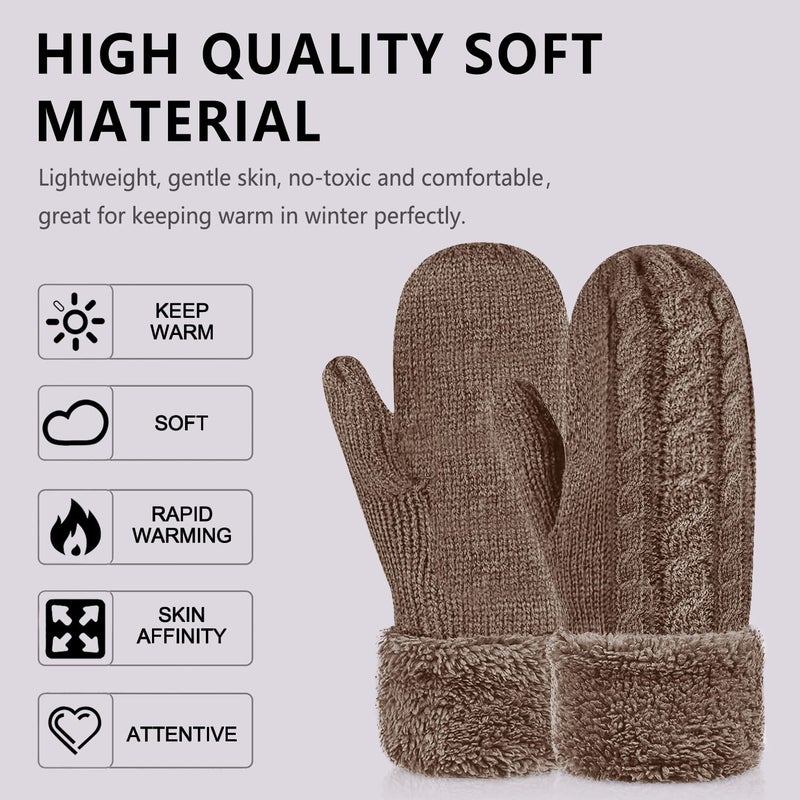 Whiteleopard Women's Winter Gloves Warm Lining - Cozy Wool Knit Thick Gloves Mittens in 11 color (Brown) - Image 3